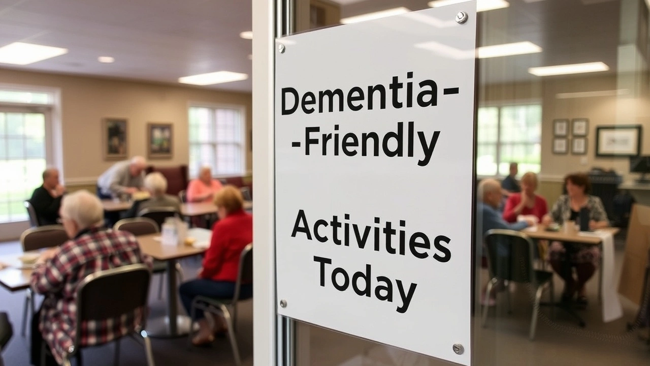 A community center with a sign that says